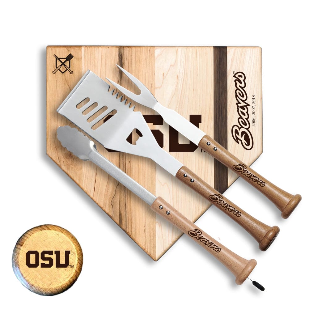 Baseball BBQ Oregon State Silver Slugger Home Plate Style  (12" x 12") Oregon State University  "SILVER SLUGGER" Combo Set