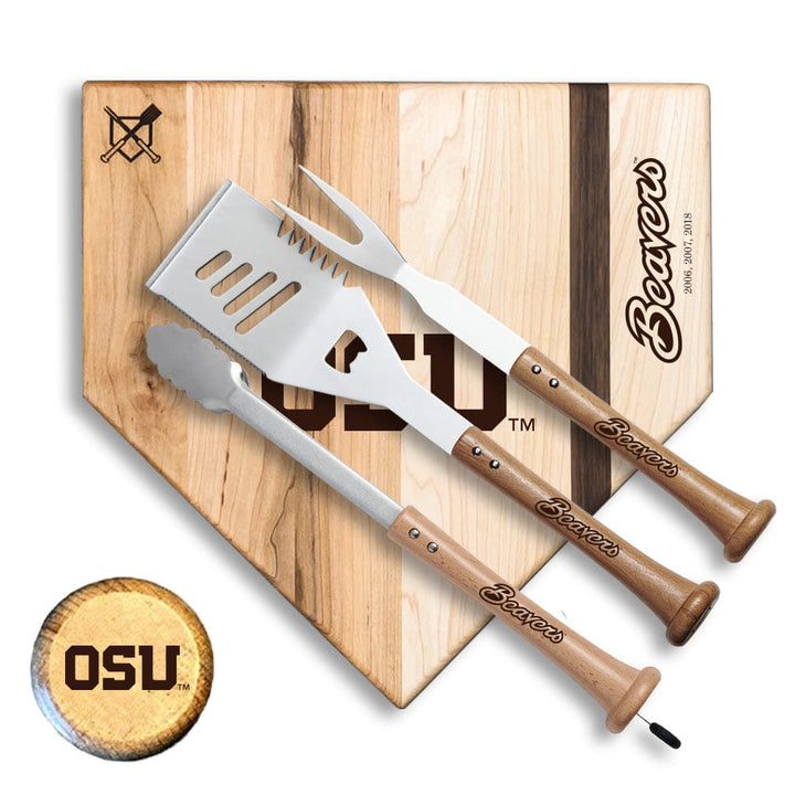 Baseball BBQ Oregon State Silver Slugger Home Plate Style  (17" x 17") Oregon State University  "SILVER SLUGGER" Combo Set