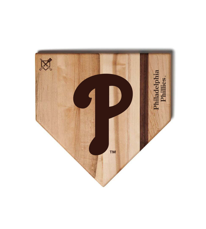 Baseball BBQ Philadelphia Phillies "P" Home Plate / 12"x12" Philadelphia Phillies Home Plate Cutting Boards | Multiple Sizes | Multiple Designs