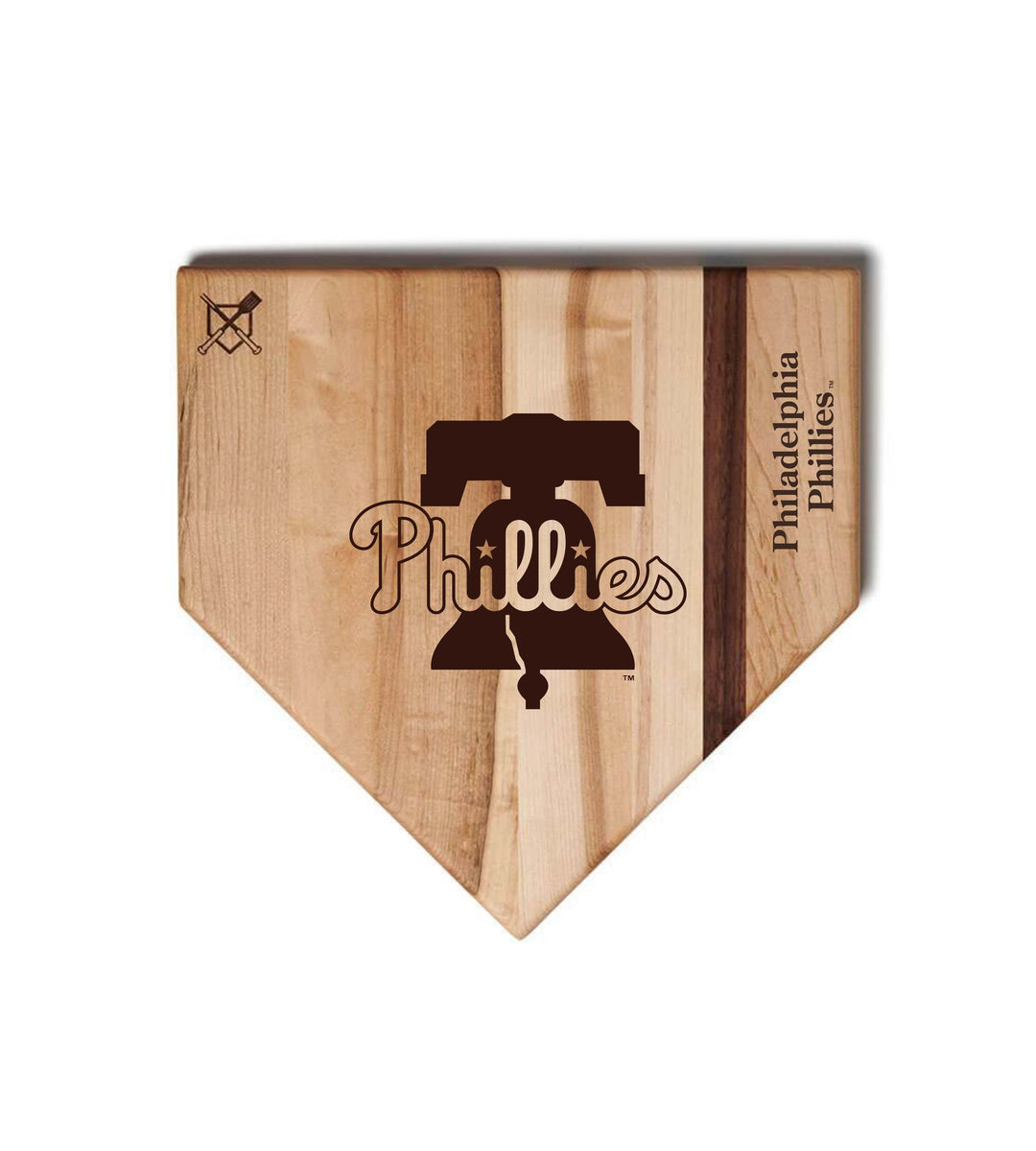 Baseball BBQ Philadelphia Phillies "Phillies" Home Plate / 12"x12" Philadelphia Phillies Home Plate Cutting Boards | Multiple Sizes | Multiple Designs