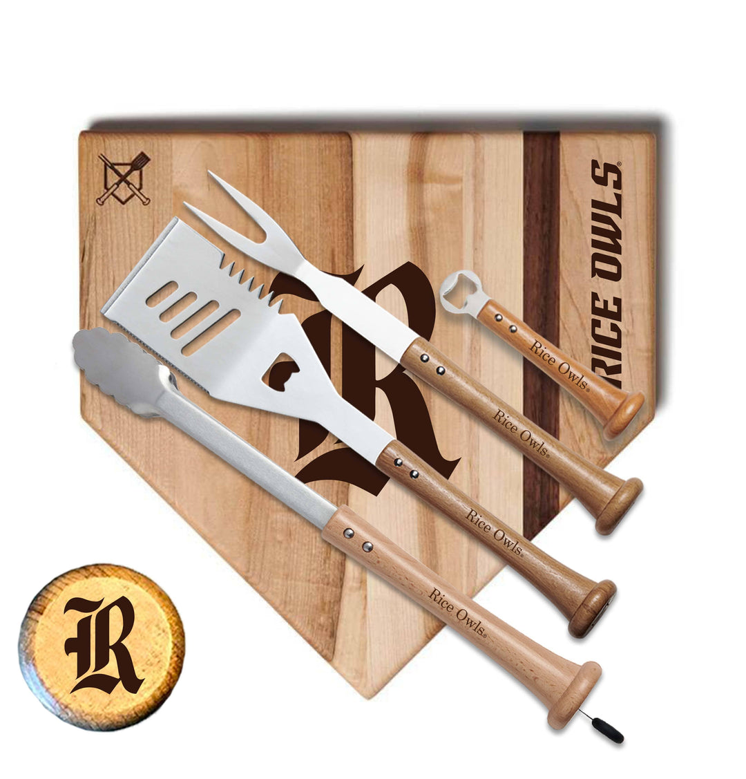 Baseball BBQ Rice "GRAND SLAM" Home Plate Style (17" x 17") Rice "GRAND SLAM" Combo Set