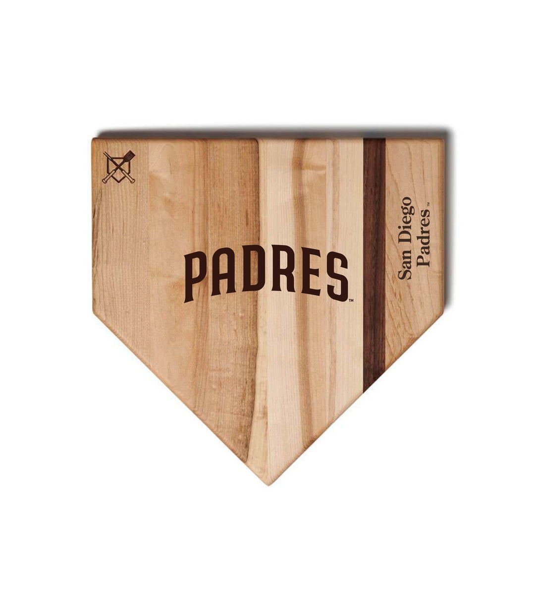 Baseball BBQ San Diego Padres "Padres" Home Plate / 12"x12" San Diego Padres Home Plate Cutting Boards | Multiple Sizes | Multiple Designs