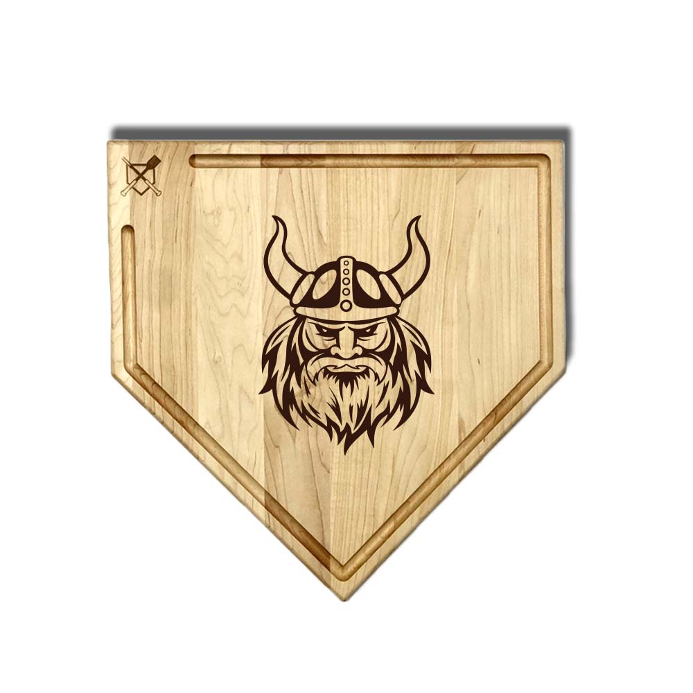 Baseball BBQ School logo 2 / Full Sized Home Plate Style w/ Trough (17" x 17") Siuslaw Vikings Cutting Boards | Choose Your Size & Style