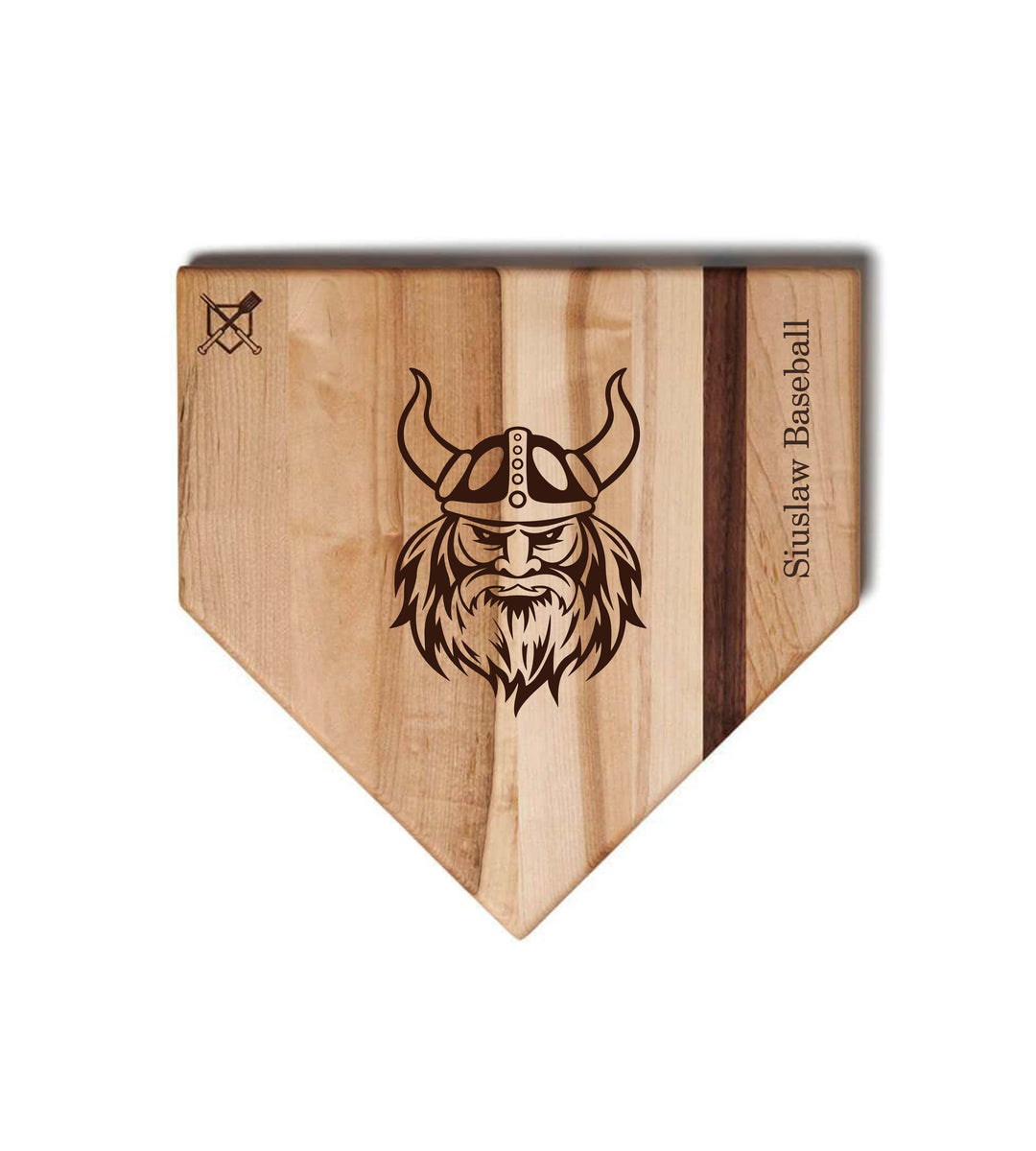 Baseball BBQ School logo 2 / Home Plate Style (12" x 12") Siuslaw Vikings Cutting Boards | Choose Your Size & Style