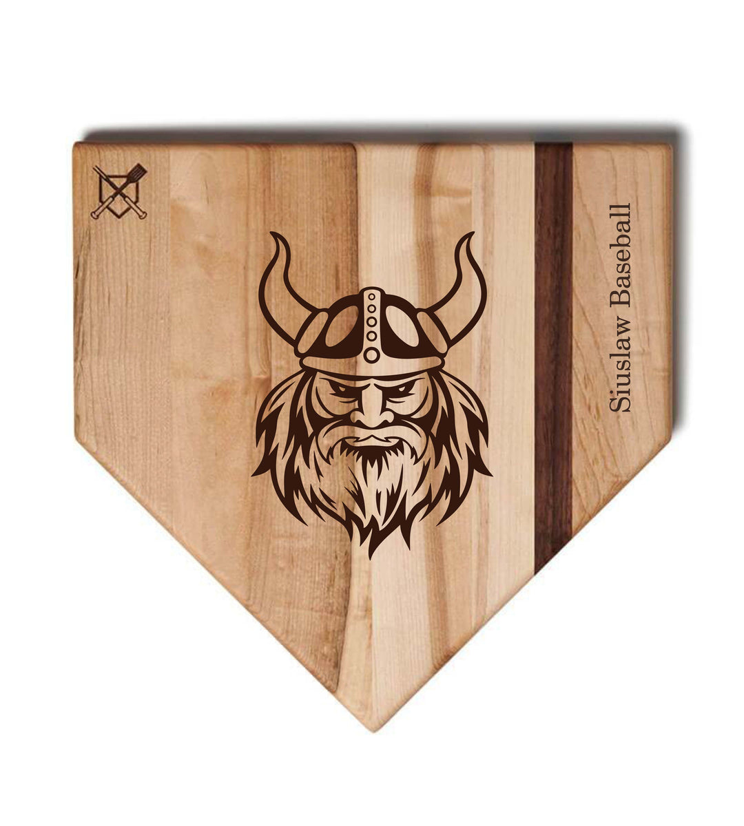 Baseball BBQ School logo 2 / Home Plate Style (17" x 17") Siuslaw Vikings Cutting Boards | Choose Your Size & Style