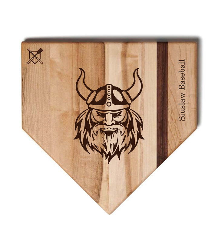 Baseball BBQ School logo 2 / Home Plate Style (17" x 17") Siuslaw Vikings Cutting Boards | Choose Your Size & Style
