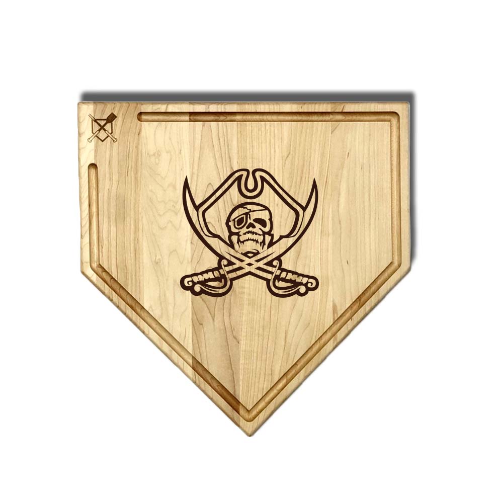 Baseball BBQ School logo / Full Sized Home Plate Style w/ Trough (17" x 17") Rogers Pirates Cutting Boards | Choose Your Size & Style