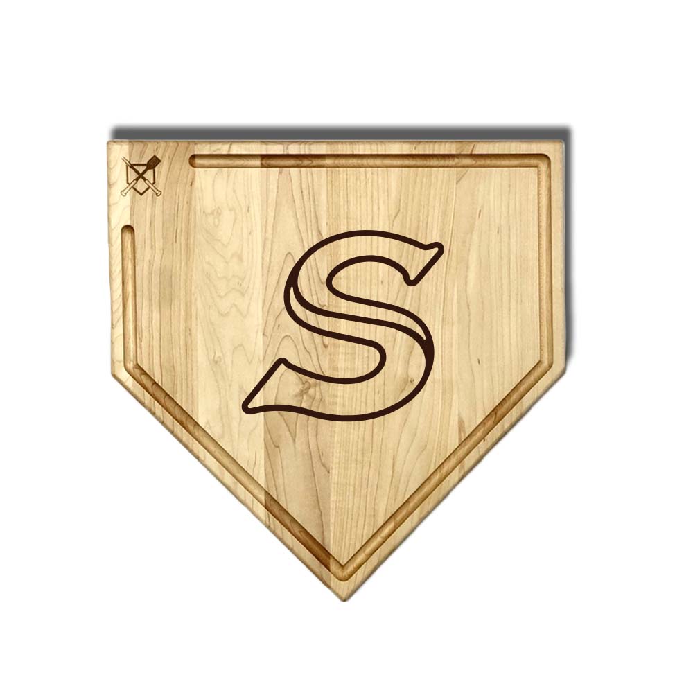 Baseball BBQ School logo / Full Sized Home Plate Style w/ Trough (17" x 17") Siuslaw Vikings Cutting Boards | Choose Your Size & Style