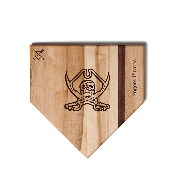 Baseball BBQ School logo / Home Plate Style (12" x 12") Rogers Pirates Cutting Boards | Choose Your Size & Style