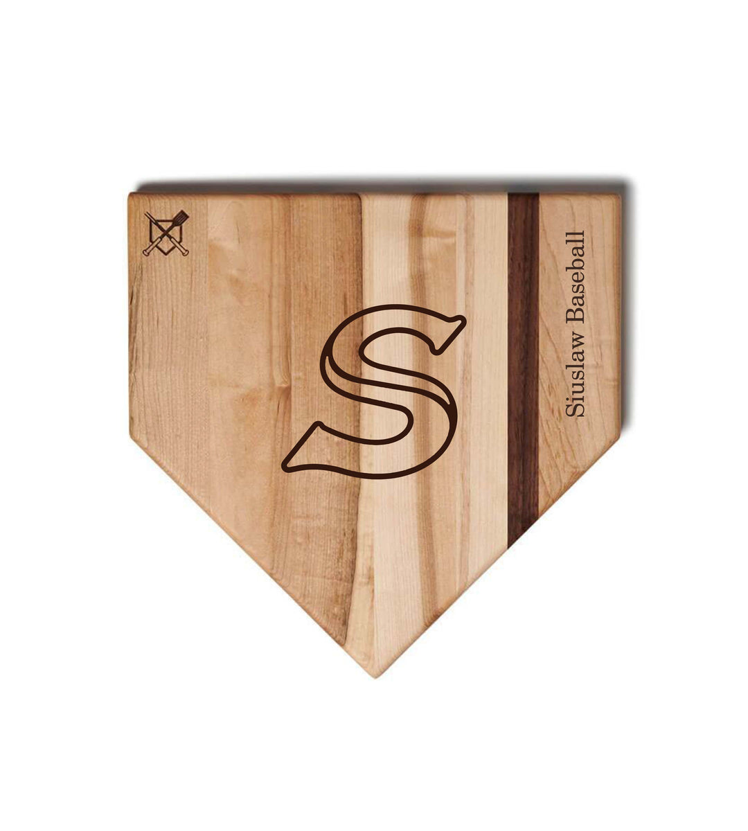Baseball BBQ School logo / Home Plate Style (12" x 12") Siuslaw Vikings Cutting Boards | Choose Your Size & Style