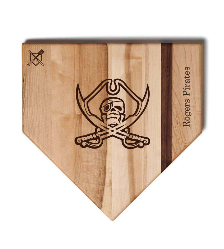 Baseball BBQ School logo / Home Plate Style (17" x 17") Rogers Pirates Cutting Boards | Choose Your Size & Style