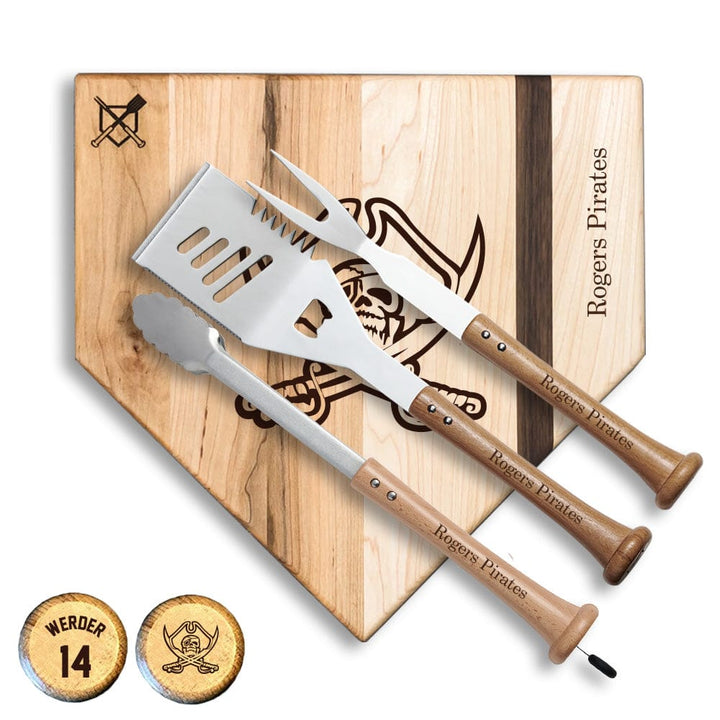 Baseball BBQ School logo / School logo Rogers Pirates "SILVER SLUGGER" Combo Set