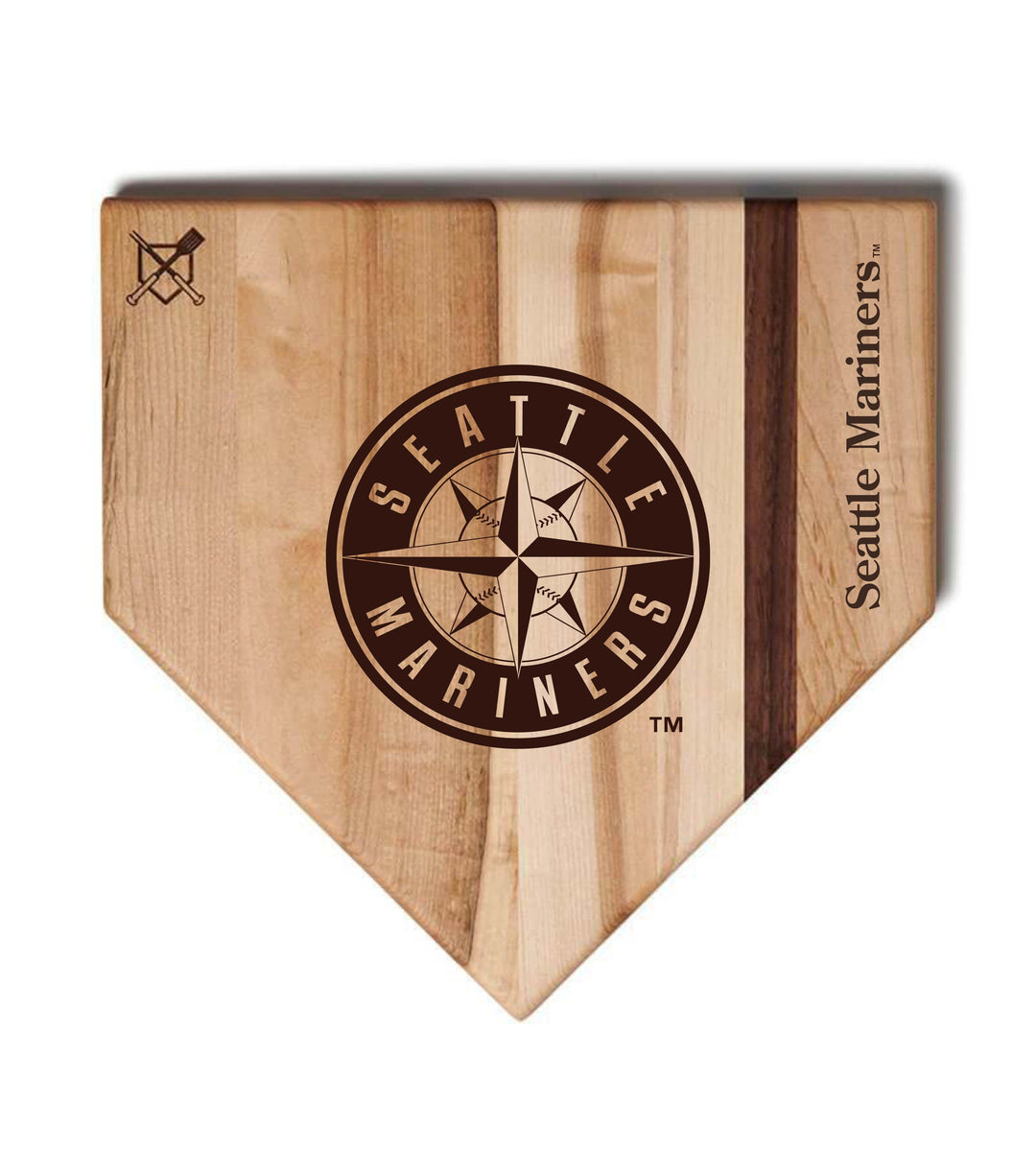 Baseball BBQ Seattle Mariners "Mariners" Home Plate / 17"x17" Seattle Mariners Home Plate Cutting Boards | Multiple Sizes | Multiple Designs