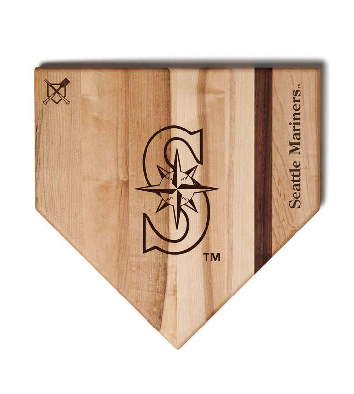 Baseball BBQ Seattle Mariners "S" Home Plate / 17"x17" Seattle Mariners Home Plate Cutting Boards | Multiple Sizes | Multiple Designs