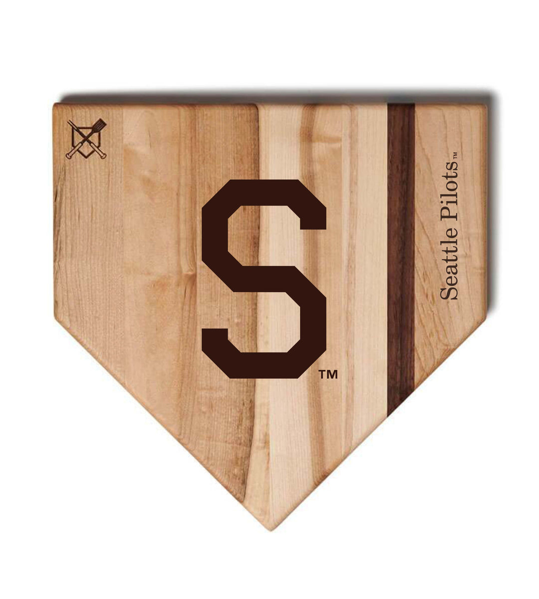 Baseball BBQ Seattle Pilots Full Sized Home Plate Style 1 (17" x 17") Seattle Pilots Cutting Boards | Choose Your Size & Style