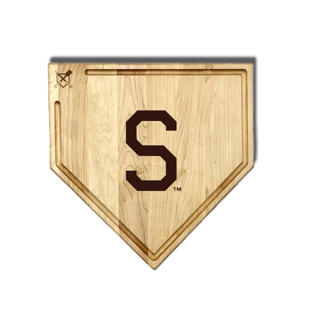 Baseball BBQ Seattle Pilots Full Sized Home Plate Style 1 w/ Trough (17" x 17") Seattle Pilots Cutting Boards | Choose Your Size & Style