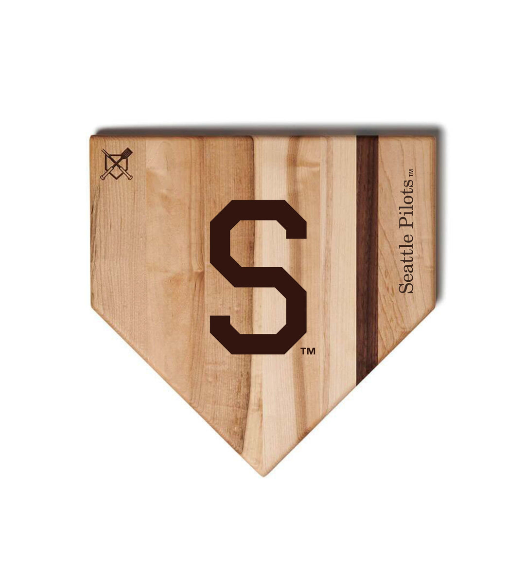 Baseball BBQ Seattle Pilots Home Plate Style 1 (12" x 12") Seattle Pilots Cutting Boards | Choose Your Size & Style