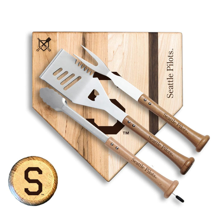 Baseball BBQ Seattle Pilots "SILVER SLUGGER" Combo Set 12" Style 1 Seattle Pilots "SILVER SLUGGER" Combo Set