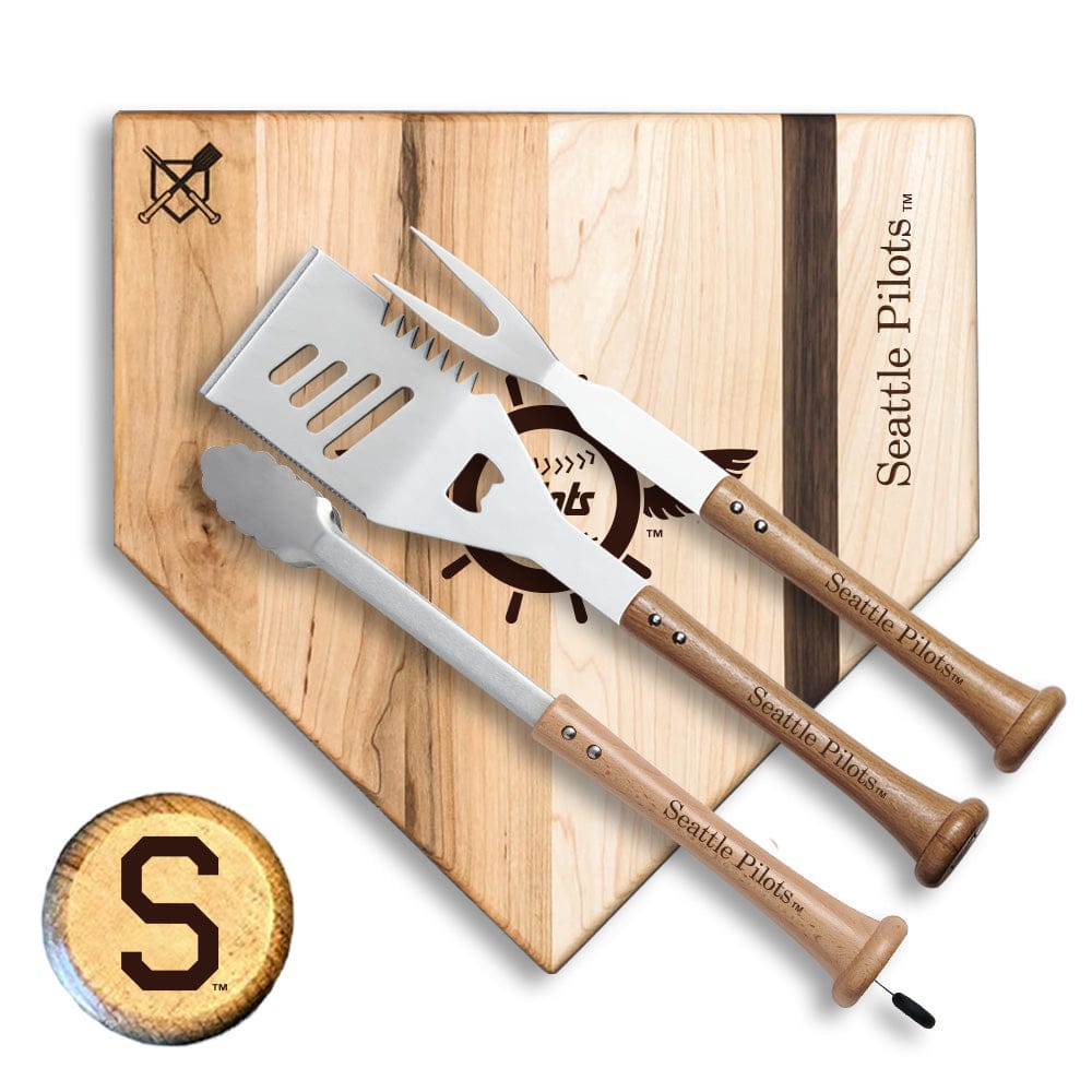 Baseball BBQ Seattle Pilots "SILVER SLUGGER" Combo Set 17"Style 2 Seattle Pilots "SILVER SLUGGER" Combo Set