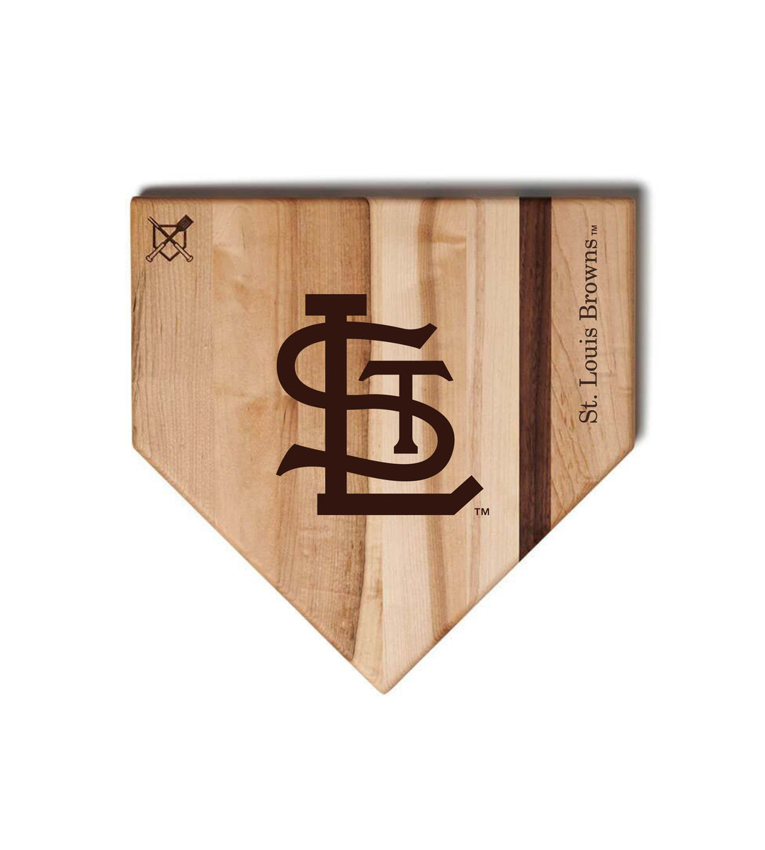 Baseball BBQ St. Louis Browns Home Plate Style 1 (12" x 12") St. Louis Browns Cutting Boards | Choose Your Size & Style
