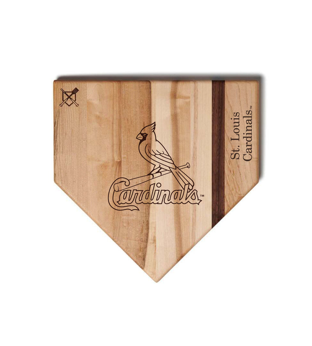 Baseball BBQ St. Louis Cardinals "Cardinals" Home Plate / 12"x12" St. Louis Cardinals Home Plate Cutting Boards | Multiple Sizes | Multiple Designs