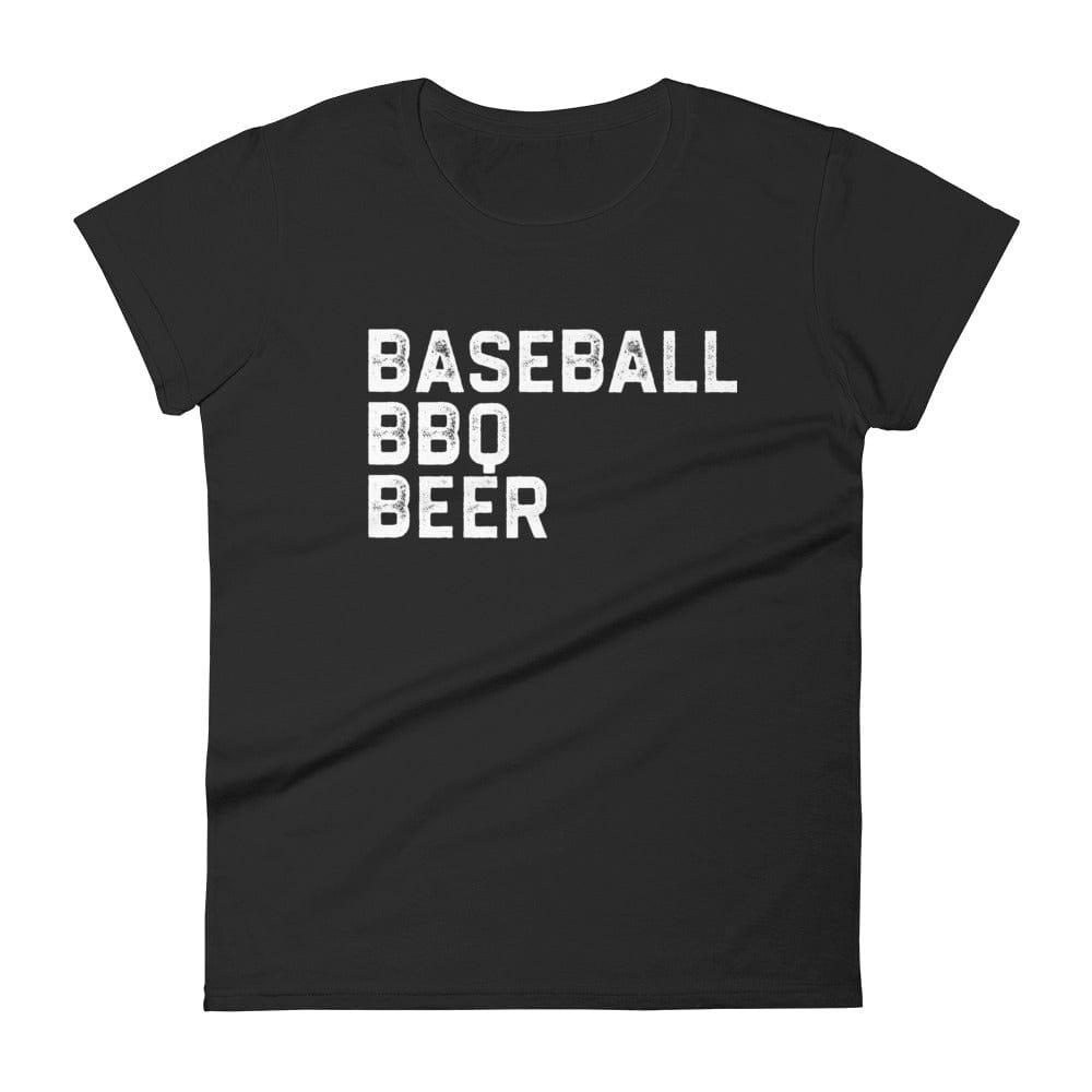 Baseball BBQ T-Shirts Black / S 3B Women's Fitted T-Shirt