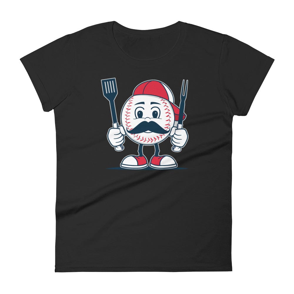 Baseball BBQ T-Shirts Black / S Forkballer Women's Fitted T-Shirt