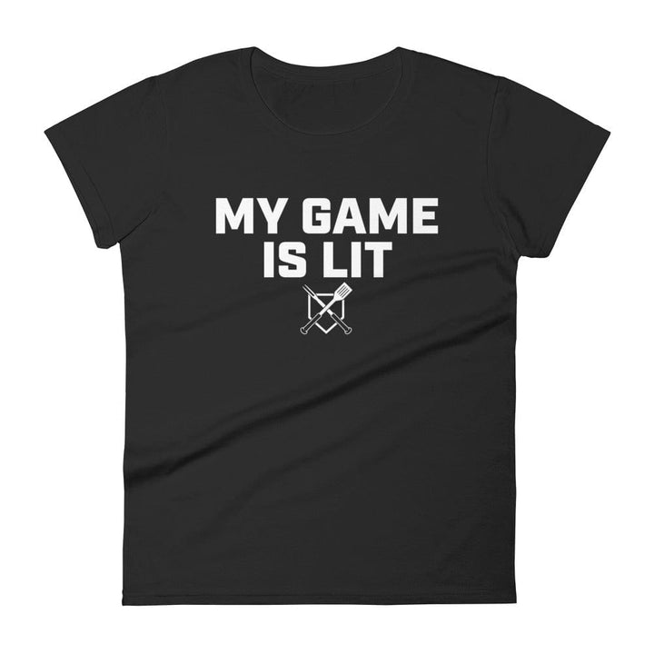 Baseball BBQ T-Shirts Black / S My Game is Lit Women's Fitted T-Shirt