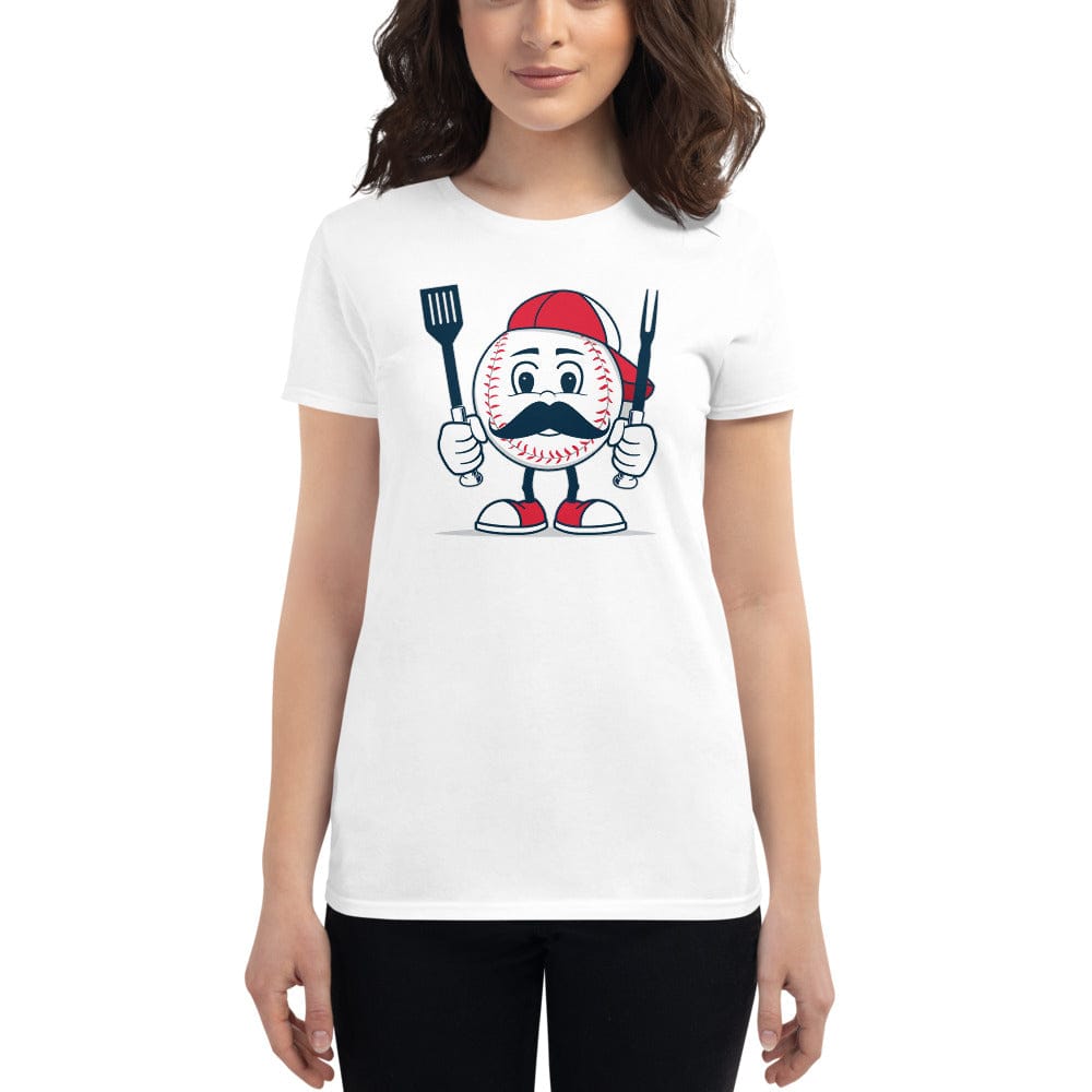 Baseball BBQ T-Shirts Forkballer Women's Fitted T-Shirt