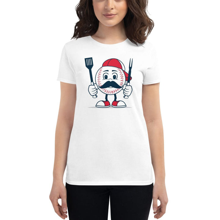 Baseball BBQ T-Shirts Forkballer Women's Fitted T-Shirt