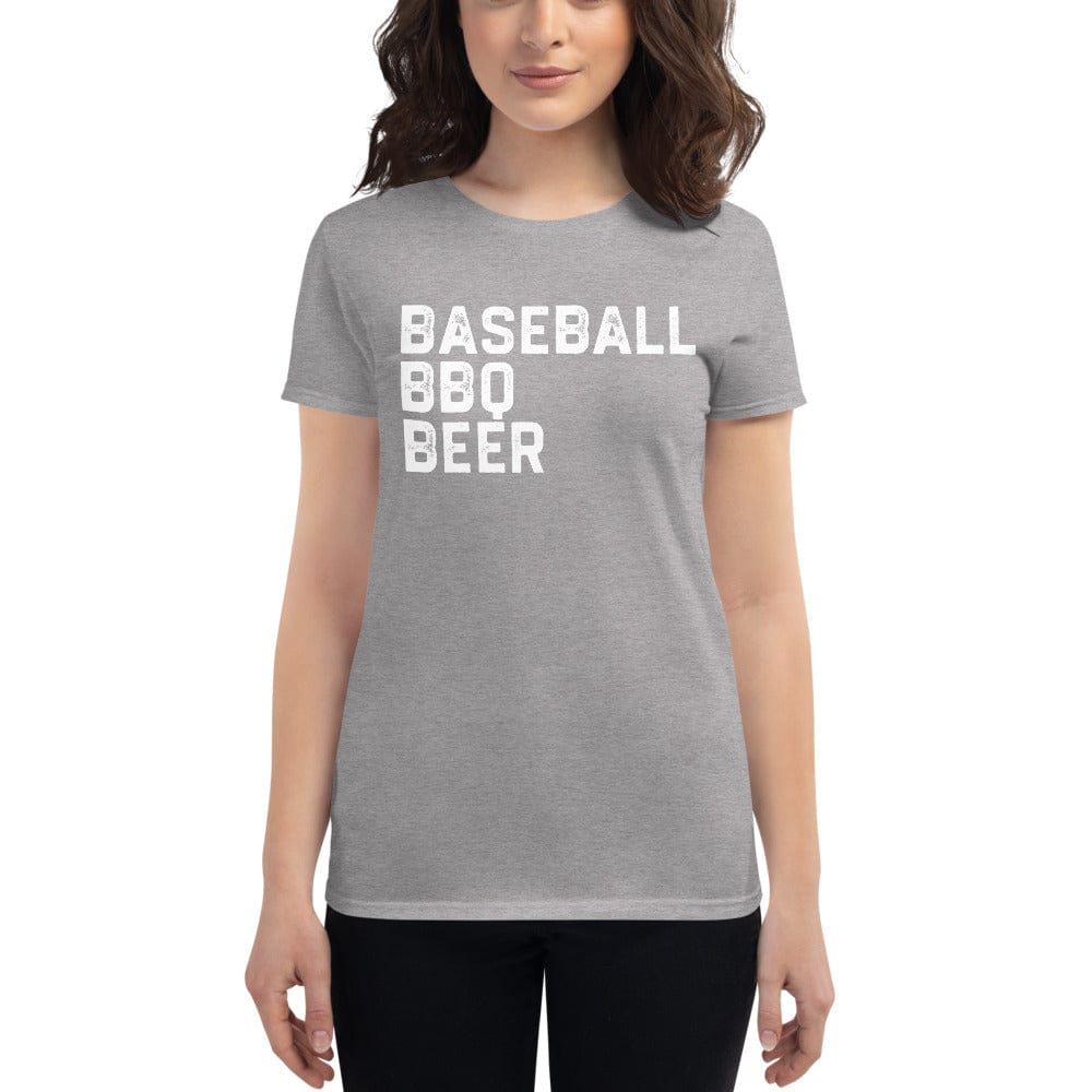 Baseball BBQ T-Shirts Heather Grey / S 3B Women's Fitted T-Shirt