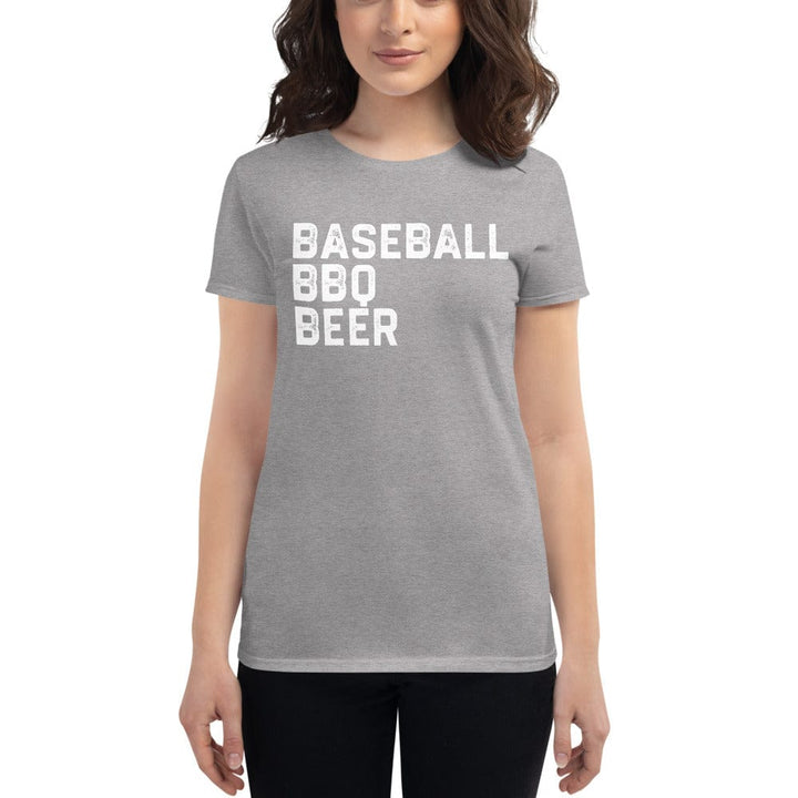 Baseball BBQ T-Shirts Heather Grey / S 3B Women's Fitted T-Shirt