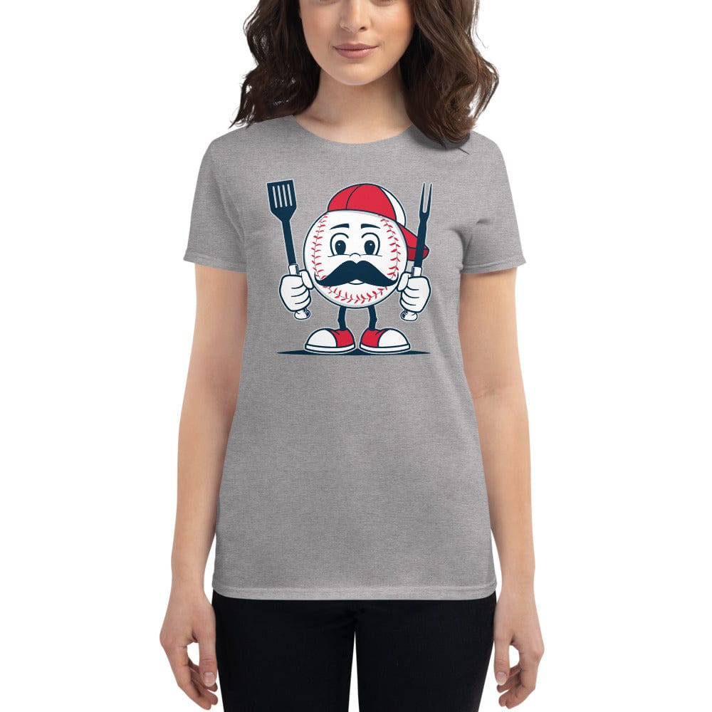 Baseball BBQ T-Shirts Heather Grey / S Forkballer Women's Fitted T-Shirt