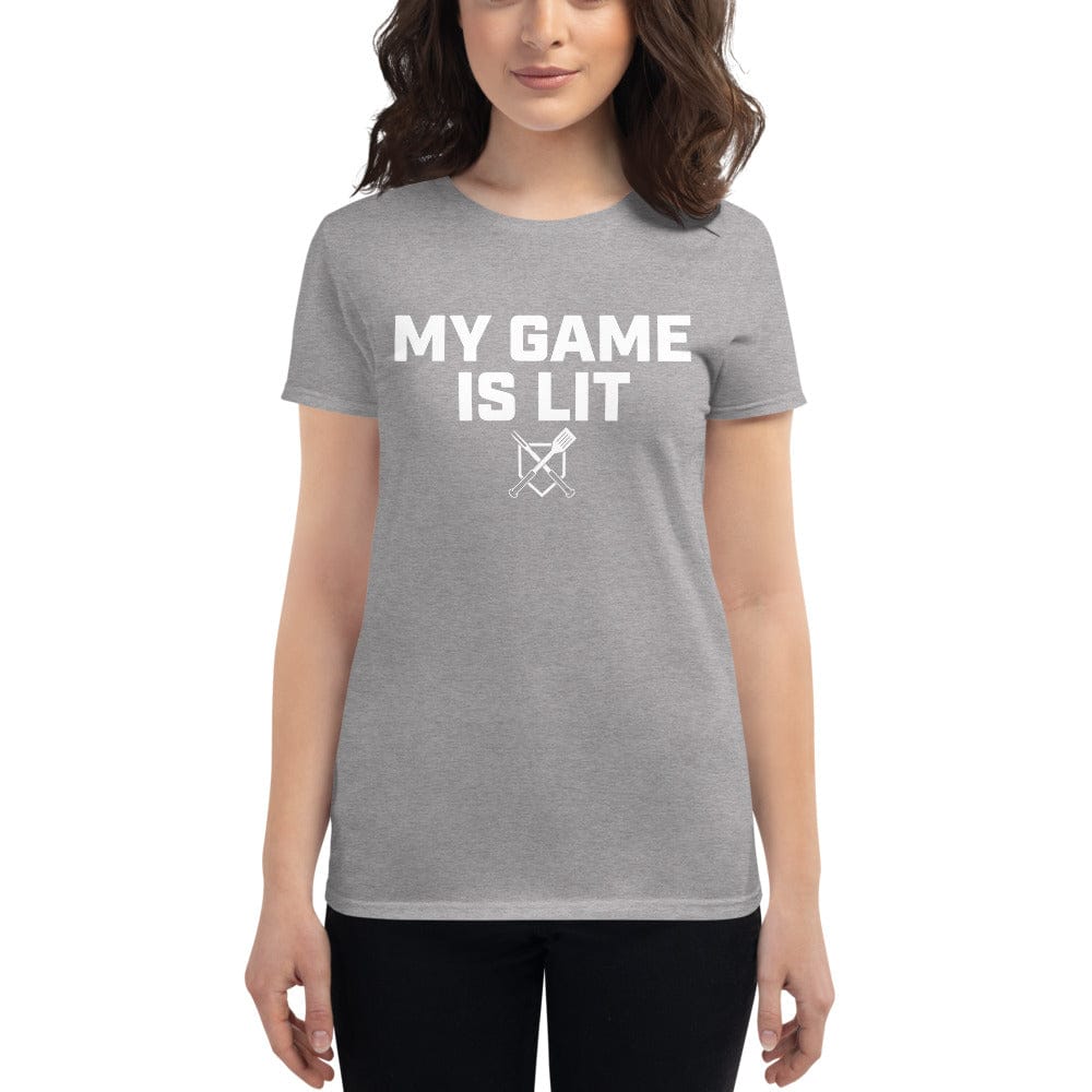 Baseball BBQ T-Shirts Heather Grey / S My Game is Lit Women's Fitted T-Shirt