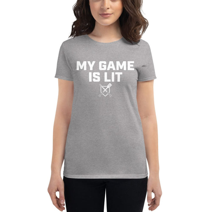 Baseball BBQ T-Shirts Heather Grey / S My Game is Lit Women's Fitted T-Shirt