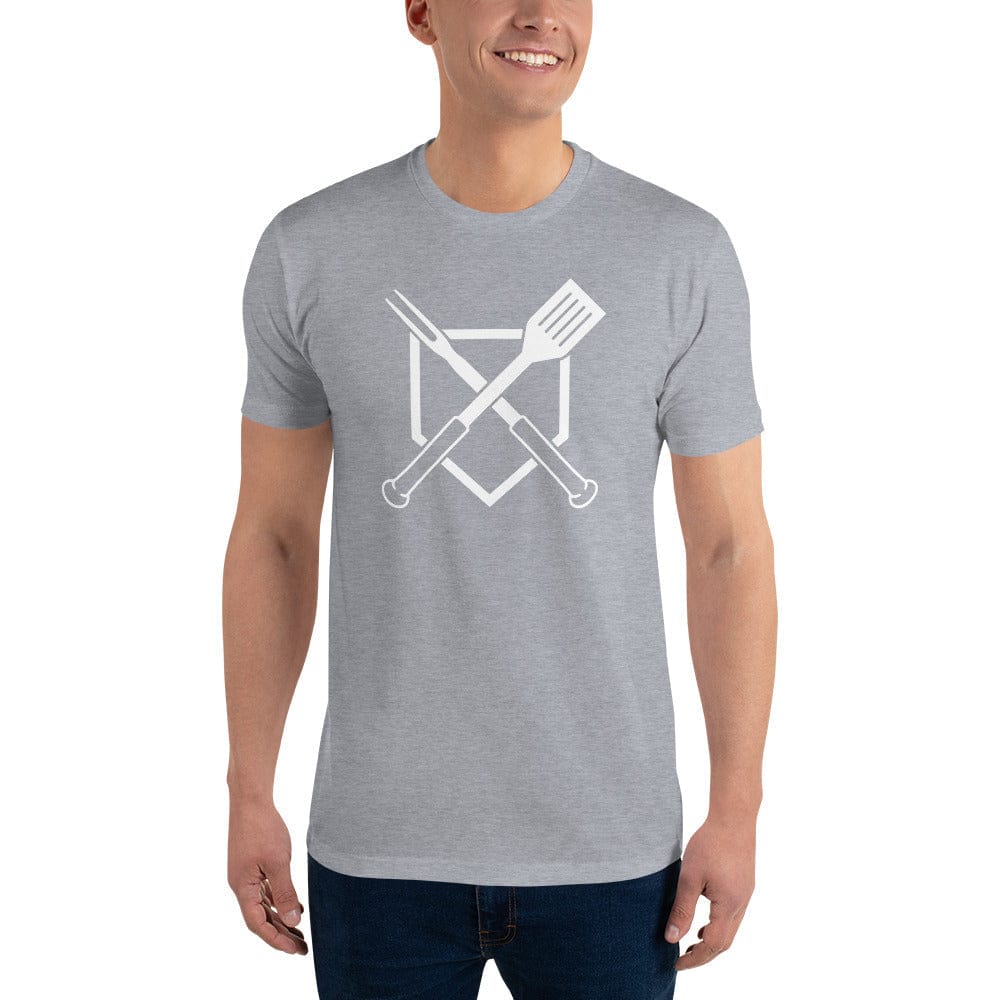 Baseball BBQ T-Shirts Heather Grey / XS Crossed Plate Men's T-Shirt
