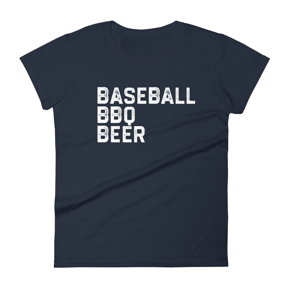 Baseball BBQ T-Shirts Navy / S 3B Women's Fitted T-Shirt