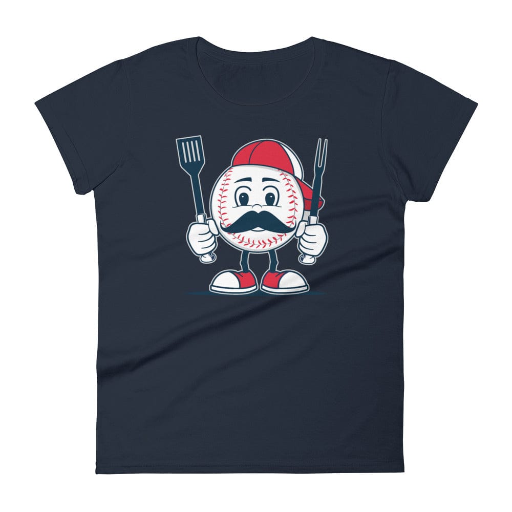 Baseball BBQ T-Shirts Navy / S Forkballer Women's Fitted T-Shirt