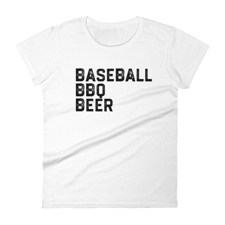 Baseball BBQ T-Shirts White / S 3B Women's Fitted T-Shirt
