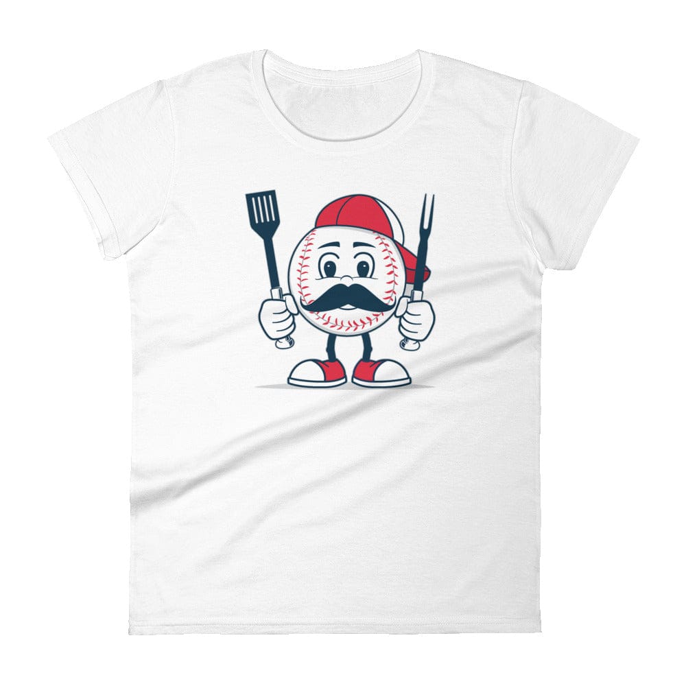 Baseball BBQ T-Shirts White / S Forkballer Women's Fitted T-Shirt