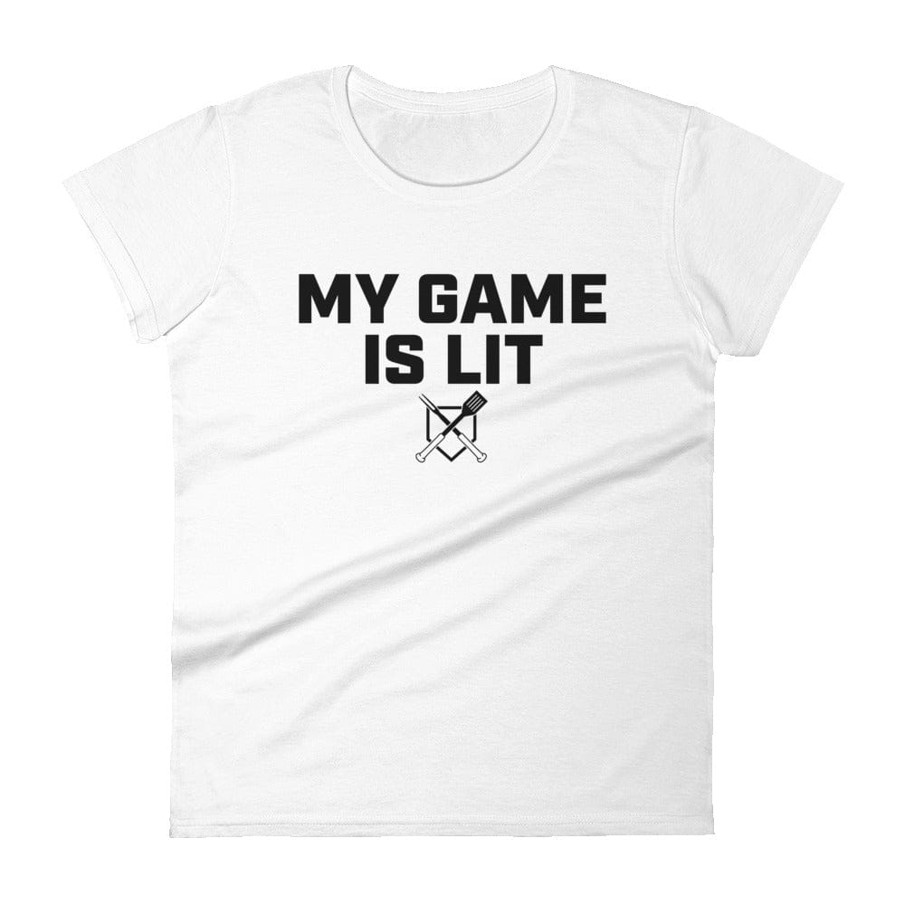 Baseball BBQ T-Shirts White / S My Game is Lit Women's Fitted T-Shirt