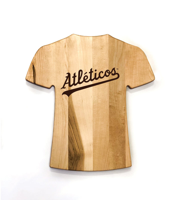 Baseball BBQ TEAM LOGO ONLY (SINGLE SIDED) Atléticos de Oakland Team Jersey Cutting Board | Customize With Your Name & Number | Add a Personalized Note (en Español)