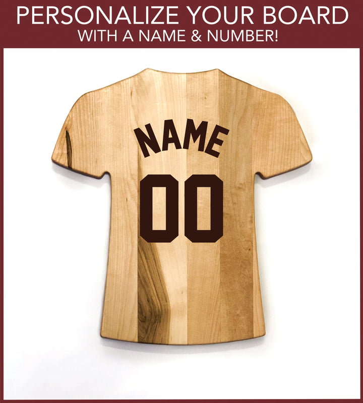 Baseball BBQ TEAM LOGO (SIDE A) + CUSTOM NAME AND NUMBER (SIDE B) ... (+$15.00) Cardenales de San Luis Team Jersey Cutting Board | Customize With Your Name & Number | Add a Personalized Note (en Español)
