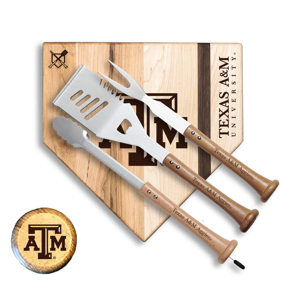 Baseball BBQ Texas A&M Silver Slugger Home Plate Style (12" x 12") Texas A&M "SILVER SLUGGER" Combo Set