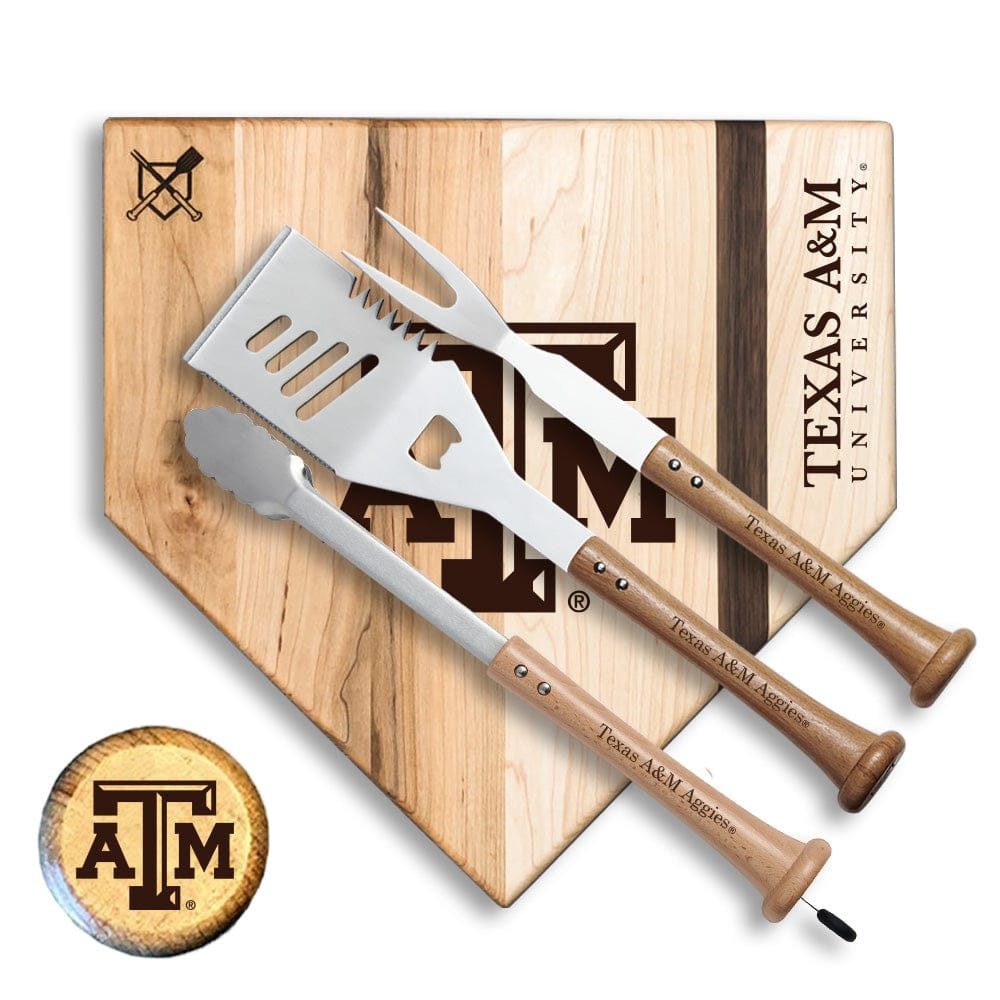 Baseball BBQ Texas A&M Silver Slugger Home Plate Style (17" x 17") Texas A&M "SILVER SLUGGER" Combo Set