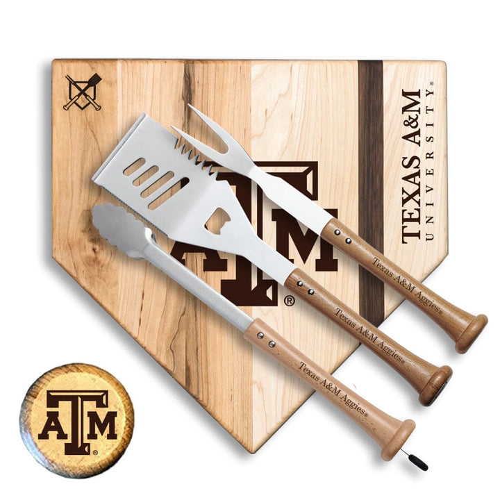 Baseball BBQ Texas A&M Silver Slugger Home Plate Style (17" x 17") Texas A&M "SILVER SLUGGER" Combo Set