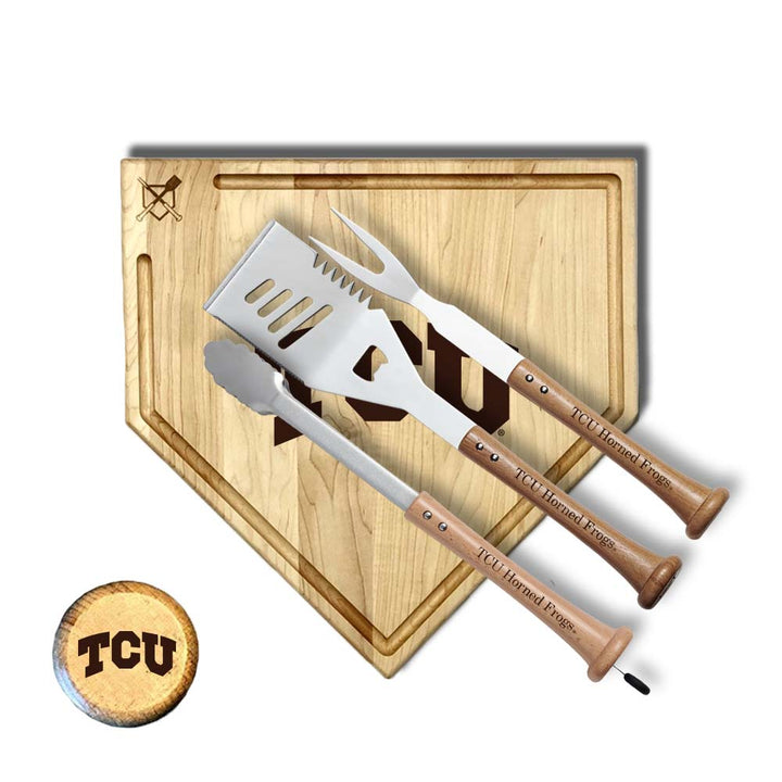 Baseball BBQ Texas Christian University Silver Slugger Home Plate Style w/ Trough (17" x 17") Texas Christian University "SILVER SLUGGER" Combo Set