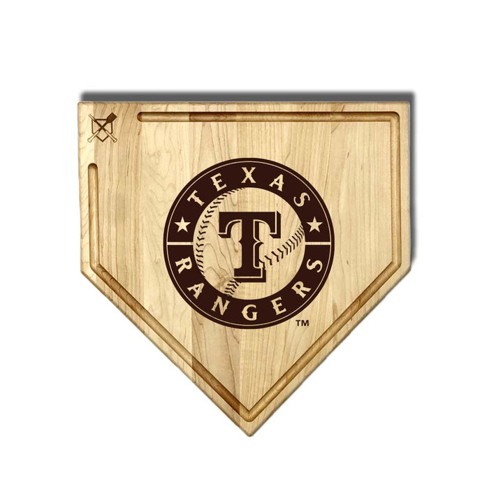Baseball BBQ Texas Rangers "Rangers" Home Plate Cutting Board (With Trough) / 17"x17" Texas Rangers Home Plate Cutting Boards | Multiple Sizes | Multiple Designs