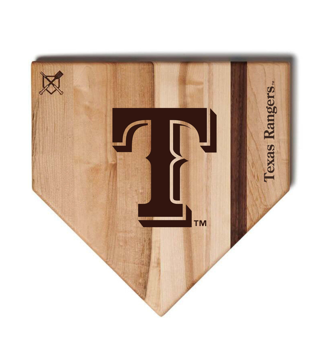 Baseball BBQ Texas Rangers "T" Home Plate / 17"x17" Texas Rangers Home Plate Cutting Boards | Multiple Sizes | Multiple Designs