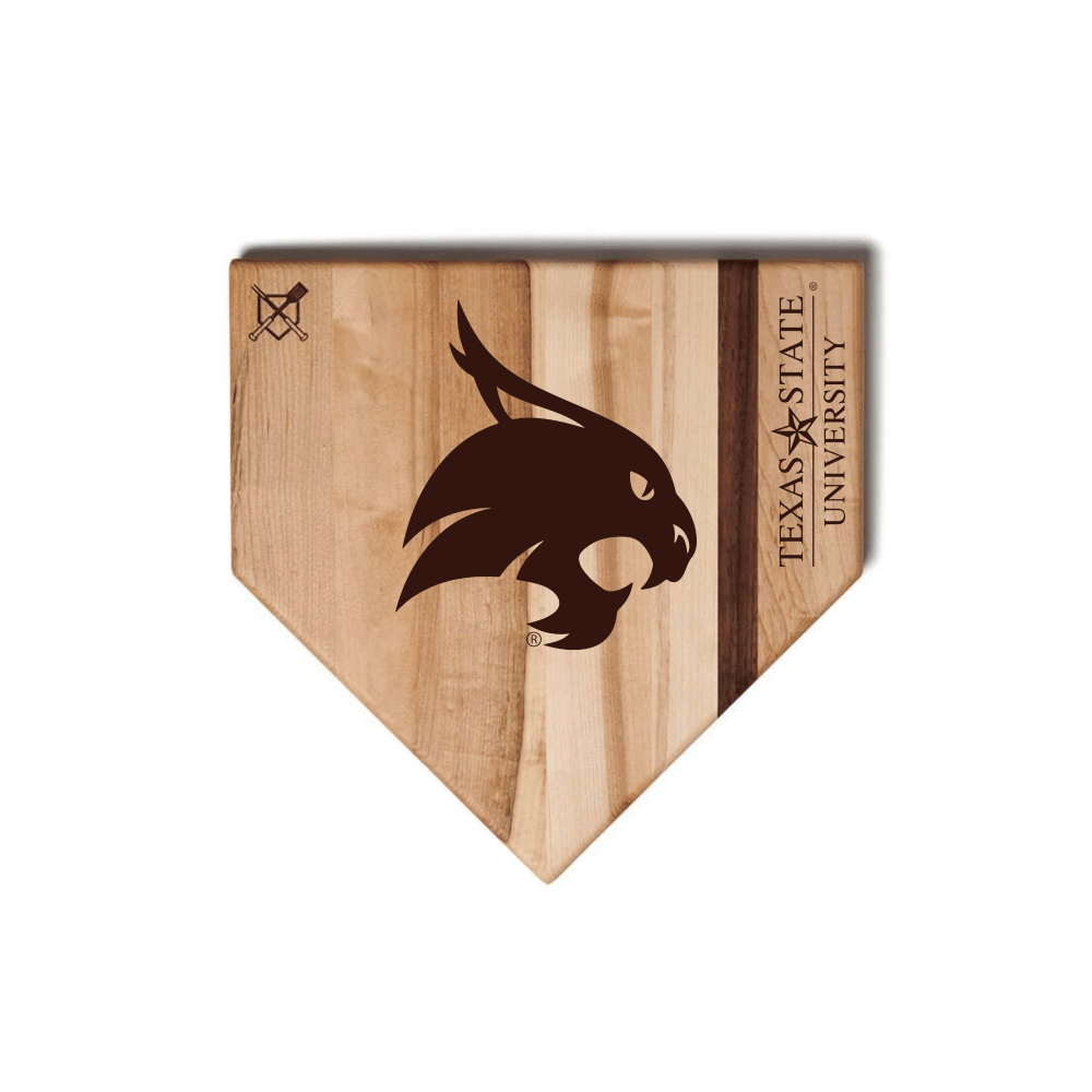 Baseball BBQ Texas State Home Plate Style (12" x 12") Texas State Cutting Boards | Choose Your Size & Style